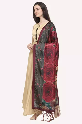 Digital print assam silk dupatta for women and girls to wear on gown chaniya choli kurti etc