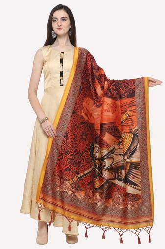 Digital print assam silk dupatta for women and girls to wear on gown chaniya choli kurti etc