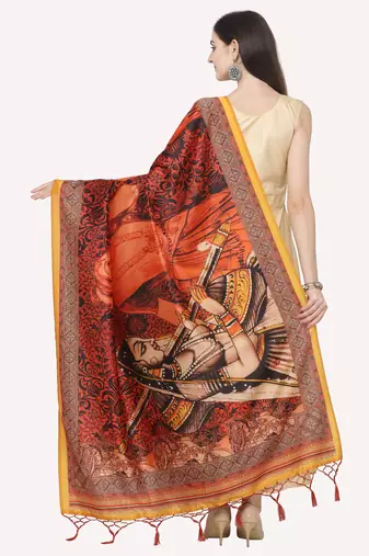 Digital print assam silk dupatta for women and girls to wear on gown chaniya choli kurti etc