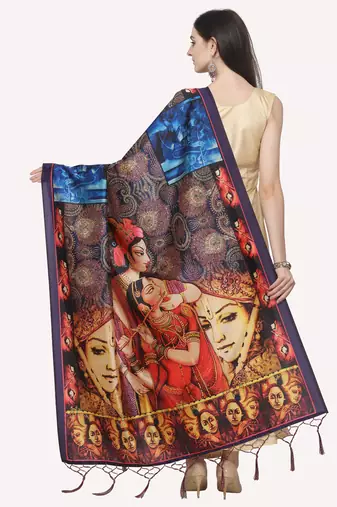 Digital print assam silk dupatta for women and girls to wear on gown chaniya choli kurti etc