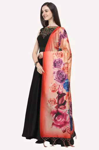 Digital print assam silk dupatta for women and girls to wear on gown chaniya choli kurti etc