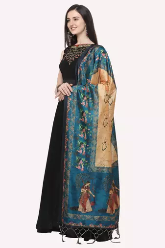 Digital print assam silk dupatta for women and girls to wear on gown chaniya choli kurti etc