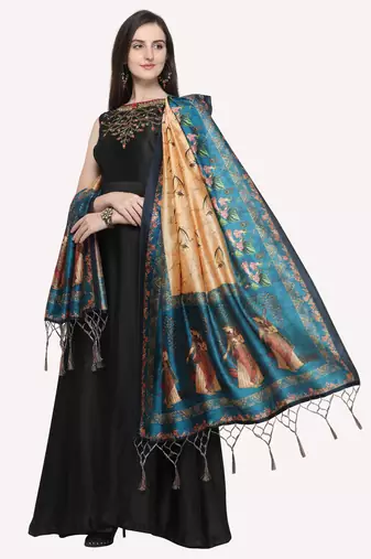 Digital print assam silk dupatta for women and girls to wear on gown chaniya choli kurti etc
