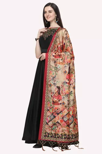 Digital print assam silk dupatta for women and girls to wear on gown chaniya choli kurti etc