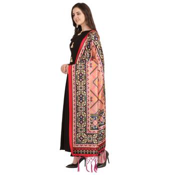 Digital print assam silk dupatta for women and girls to wear on gown chaniya choli kurti etc 2