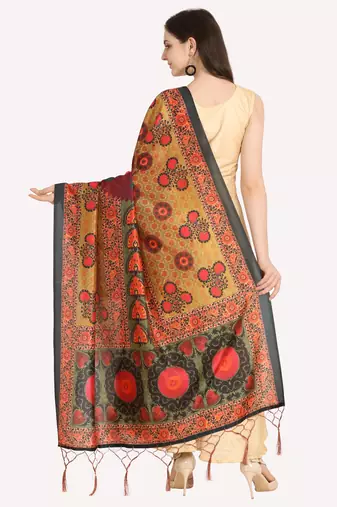 Digital print assam silk dupatta for women and girls to wear on gown chaniya choli kurti etc