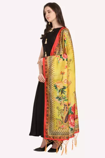 Digital print assam silk dupatta for women and girls to wear on gown chaniya choli kurti etc