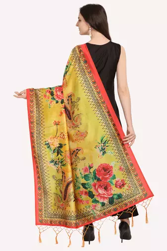 Digital print assam silk dupatta for women and girls to wear on gown chaniya choli kurti etc