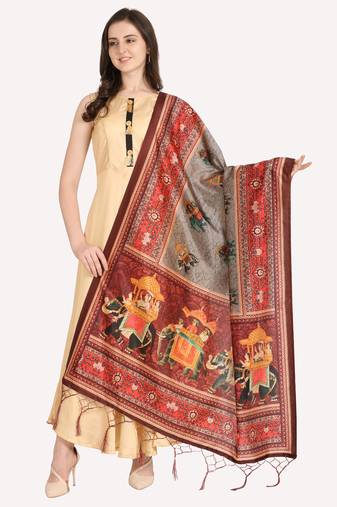 Digital print assam silk dupatta for women and girls to wear on gown chaniya choli kurti etc