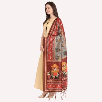 Digital print assam silk dupatta for women and girls to wear on gown chaniya choli kurti etc 2