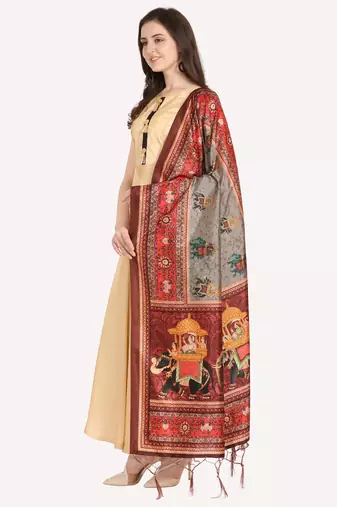 Digital print assam silk dupatta for women and girls to wear on gown chaniya choli kurti etc