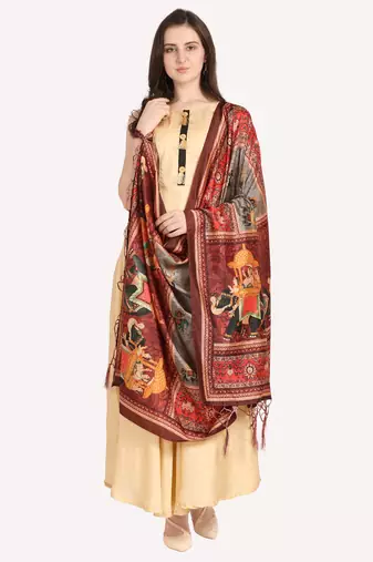 Digital print assam silk dupatta for women and girls to wear on gown chaniya choli kurti etc
