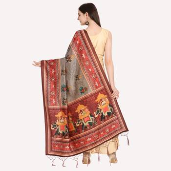 Digital print assam silk dupatta for women and girls to wear on gown chaniya choli kurti etc 4