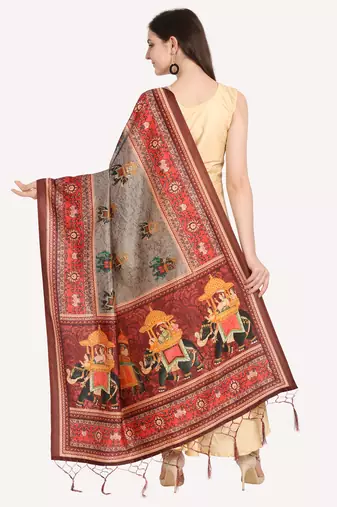 Digital print assam silk dupatta for women and girls to wear on gown chaniya choli kurti etc