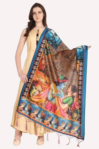 Digital print assam silk dupatta for women and girls to wear on gown chaniya choli kurti etc