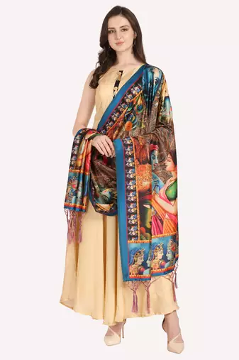 Digital print assam silk dupatta for women and girls to wear on gown chaniya choli kurti etc