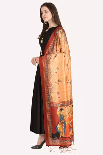 Digital print assam silk dupatta for women and girls to wear on gown chaniya choli kurti etc