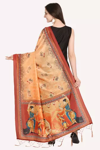 Digital print assam silk dupatta for women and girls to wear on gown chaniya choli kurti etc