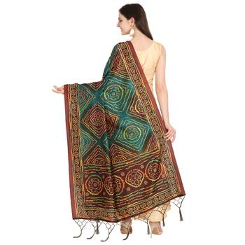 Digital print assam silk dupatta for women and girls to wear on gown chaniya choli kurti etc 3