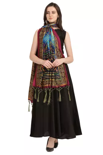 Digital print assam silk dupatta for women and girls to wear on gown chaniya choli kurti etc