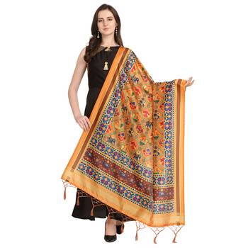 Digital print assam silk dupatta for women and girls to wear on gown chaniya choli kurti etc 1