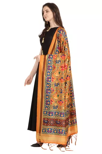 Digital print assam silk dupatta for women and girls to wear on gown chaniya choli kurti etc