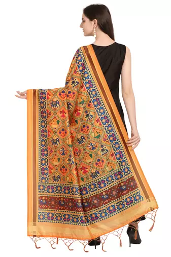 Digital print assam silk dupatta for women and girls to wear on gown chaniya choli kurti etc