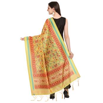 Digital print assam silk dupatta for women and girls to wear on gown chaniya choli kurti etc 4