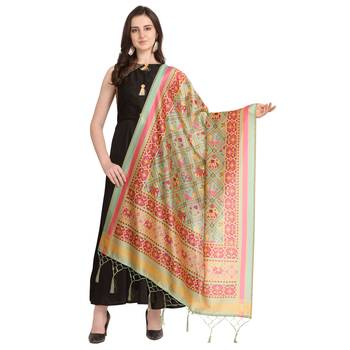 Digital print assam silk dupatta for women and girls to wear on gown chaniya choli kurti etc 1