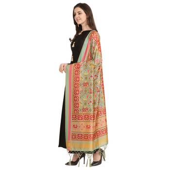 Digital print assam silk dupatta for women and girls to wear on gown chaniya choli kurti etc 2