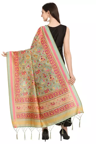 Digital print assam silk dupatta for women and girls to wear on gown chaniya choli kurti etc