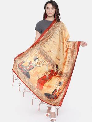 Digital print assam silk dupatta for women and girls to wear on gown chaniya choli kurti etc 1
