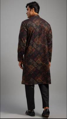 Arruga stylish digital print sequins embroidery kurta pajama 2