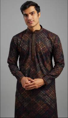 Arruga stylish digital print sequins embroidery kurta pajama 3