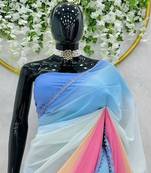 Multicolor Ombre Georgette Saree with Unstitched Blouse