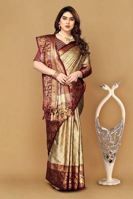 Multicolor Jacquard Woven Cotton Silk Saree With Blouse 4