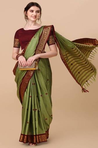 Pista jacquard pure soft aura silk woven saree with silk blouse piece