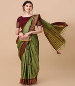 Pista jacquard pure soft aura silk woven saree with silk blouse piece