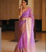 Violet woven art silk saree with blouse