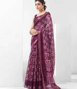 Maroon woven art silk saree with blouse