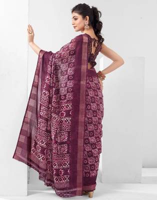 Maroon woven art silk saree with blouse 3