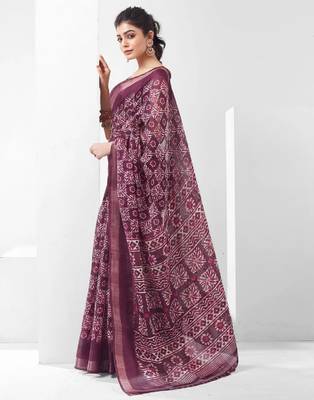 Maroon woven art silk saree with blouse 4