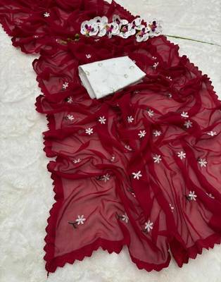 Maroon woven art silk saree with blouse 1
