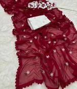 Maroon woven art silk saree with blouse