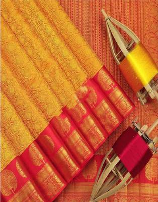 Classiques Art Silk Zari Woven Yellow Saree with Blouse 5