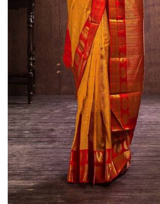 Classiques Art Silk Zari Woven Yellow Saree with Blouse 6