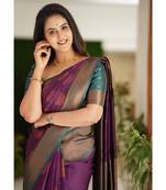 Purple Zari Woven Saree with Green Border