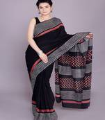 Black Cotton Saree with Unstitched Blouse