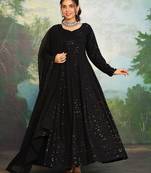 Licorice Black Chikankari Anarkali Dress With Georgette Dupatta & Bottom (Set Of 3)