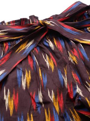  women's cotton ikat printed regular fit casual trouser pants 5